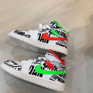 Jordan Kids Shoes in White, Green, and Red